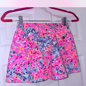 Lilly Pulitzer pink blue orange pattern micro mini skort